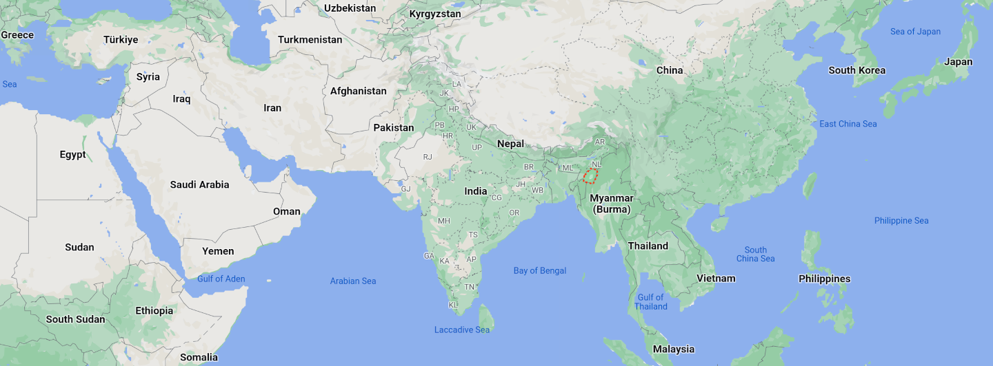 Location of Manipur on the globe (Source: Google Maps)