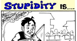 2011-06-12: Stupidity is … fishing at a roadside pothole!