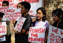 Richard`s mother appeals to Ashoka Protest against the murder of Loitam Richard at Jantar Mantar in New Delhi on April 29