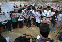 Candel Light Vigil for Richard Loitam by MSAD at Delhi