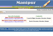 Higher Secondary Examination 2012 and High School Leaving Certificate Examination 2012 – Manipur – results to be announced today – 11-May-2012