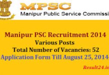 52 Various Post to be recruited by Manipur PSC