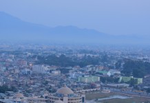 Foggy evening Imphal City : A view from Cheirao-ching