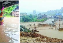 Incessant rain in last 24 hrs : Rivers in spate, bridge swept away, paddy fields, houses flooded