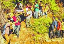 Unfit PMGSY road : Patient carried on stretcher for 45 kms