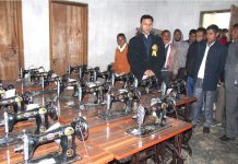 Radheshyam distributed labour cards and opened the tailoring and cutting training centre at Heirok Th Radheshyam